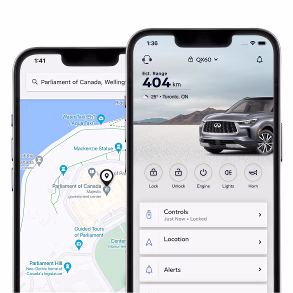 Iphone displaying myinfiniti app